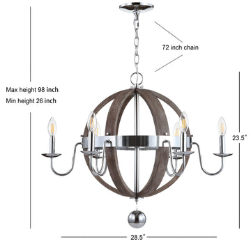 Georgia 30" Wood/Metal Adjustable LED Chandelier - JONATHAN Y